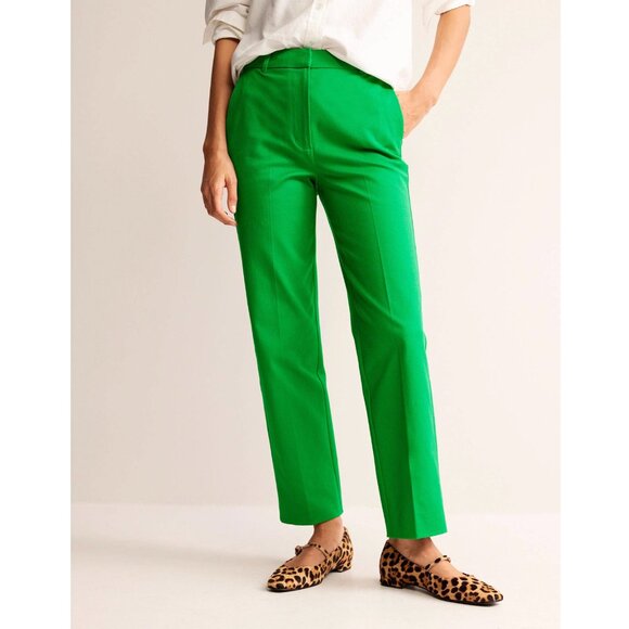 Boden Kew Bi Stretch Pants Green Womens US 2 Long Cotton Tapered Straight Ankle - Picture 5 of 16